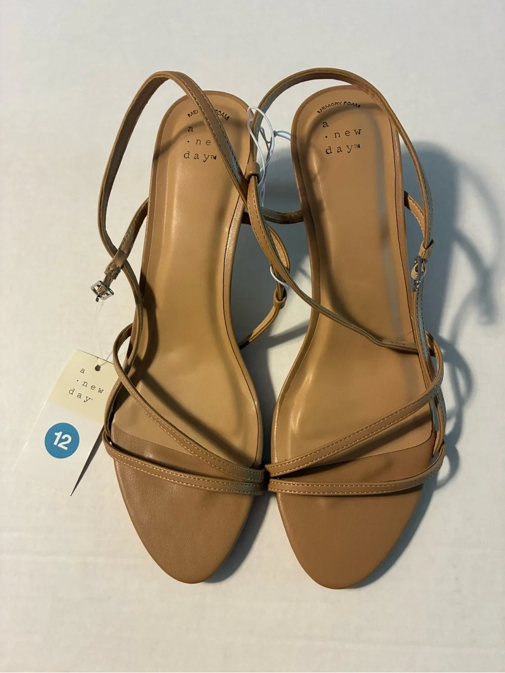 NWT A New Day Stella Almond Toe Strappy Kitten Heels Shoes Women’s size 12 tan